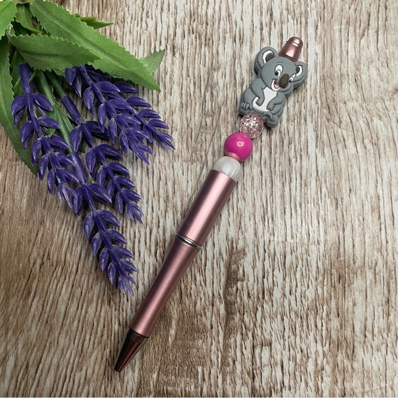 Writing Pen Koala Bee Artisan Beaded Gift Custom Handcrafted Office Stationery - Picture 2 of 7